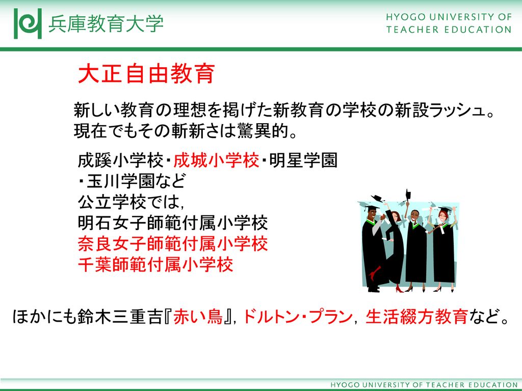 大正期新教育運動による カリキュラム改革 特色あるカリキュラムづくり